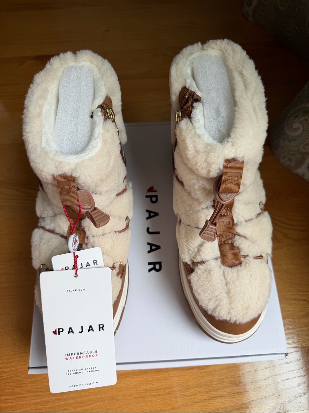 Pajar Cream Faux-Shearling Waterproof Women's Slippers